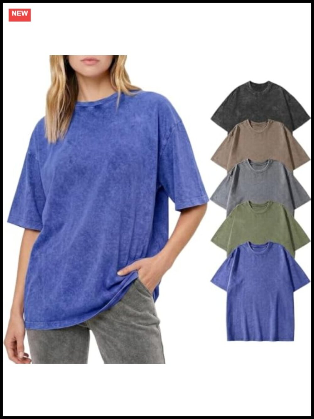 100% Cotton Oversized Tshirt Vintage Acid Wash Baggy Tee Gym Workout Shirt